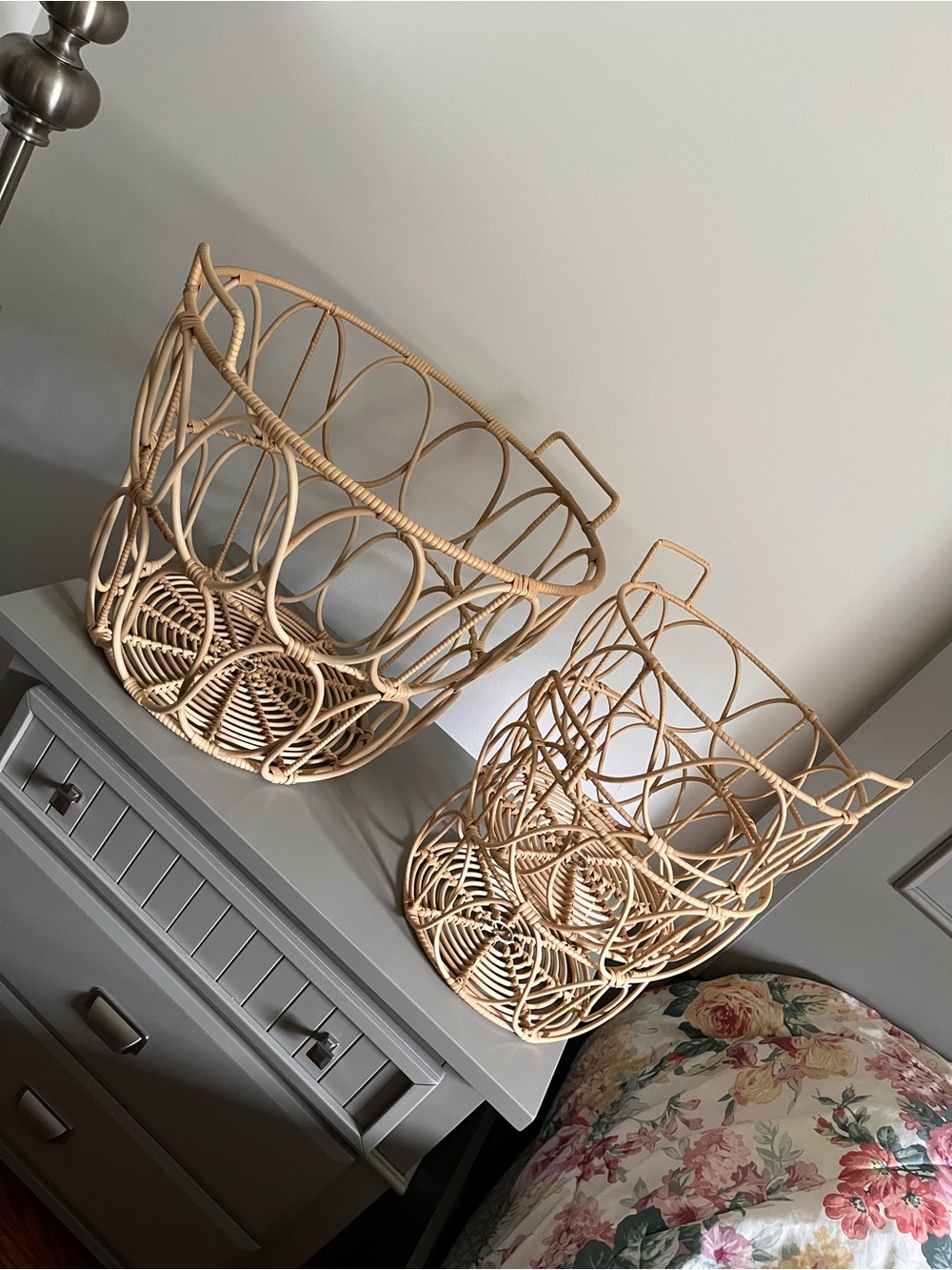 Woven Poly Rattan Decorative Storage Basket - Natural - Set of 3 Boho